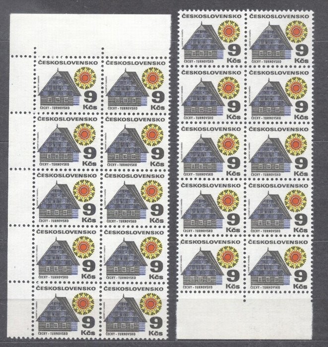 Czechoslovakia 1971 Definitives Buildings 9Kc x 20 in blocks MNH S.620