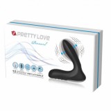 Stimulator Prostata Gonflabil Pretty Love Leonard, Silicon Negru, 12 Vibratii, Reincarcabil USB, Diametru Variabil