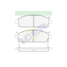 Set placute frana punte fata Nissan Pathfinder 2 09.1905, X-Trail 01.2013, Quest, 05.20, Infiniti QX4, 192003, Q45, 191996, Acura MDX 202006, Icer