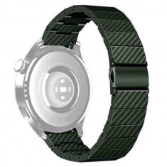 Curea polimer compatibila cu Fossil Sport Smartwatch 43mm, Telescoape QR, 22mm, Carbon Green