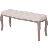 Cumpara ieftin Banca, alb crem, 110x38x48 cm, panza si lemn masiv