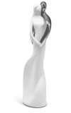 Cumpara ieftin Figurina decorativa, FeinKnick, cuplu armonios argintiu, sculptura moderna 28 cm, simbol al iubirii si afectiunii, pentru Living, Birou, idee speciala