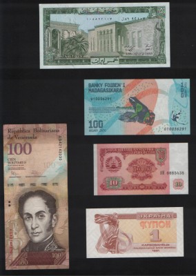 Set 5 bancnote de prin lume adunate (cele din imagini) #244 foto