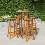 Set bar gradina 5 piese lemn masiv acacia vidaXL, masa rotunda 60cm, scaune 34x34x76cm, exterior/interior