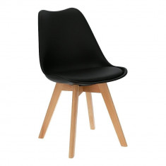 Scaun stil scandinav, sezut PU, negru, 48.5x54x82 cm, Oslo foto