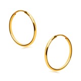 Cercei rotunzi din aur de 14K - umeri sub?iri rotunzi, suprafa?a neteda ?i stralucitoare, 15 mm