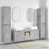 Cumpara ieftin Set dulap baie 5 buc. Gri Beton 33 x 34,5 x 160 cm