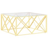 Cumpara ieftin Masa de cafea, 80x80x40 cm, otel inoxidabil si sticla