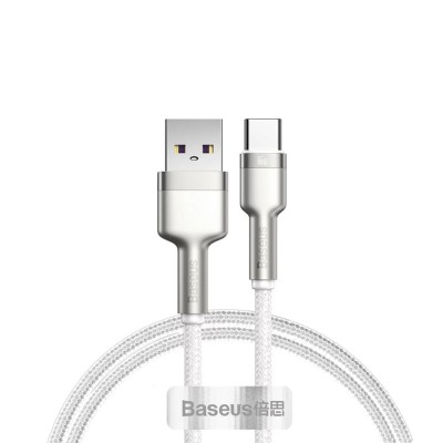 Cablu date Fast Charging USB, Type-C Baseus, 1m, alb, CAKF000102 foto