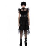 Costum gotic pentru bal KidMania&reg;, Wednesday pentru fete 12-14 ani 152-163 cm