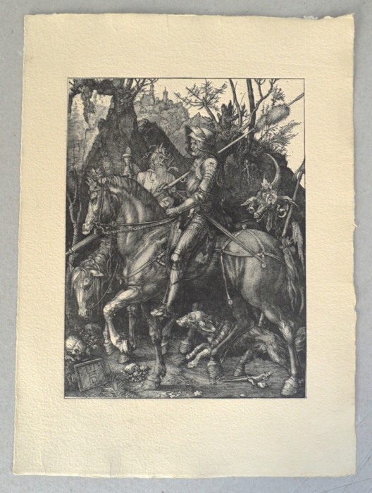 Albrecht Durer &quot;Cavalerul, moartea si diavolul&quot; print/reproducere moderna pe hartie manuala cca 2010