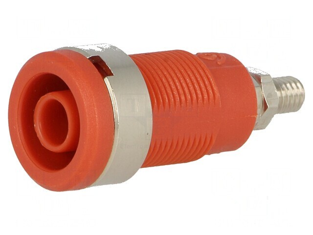 Conector banană 4mm soclu 36A 1kV roşie nichelat