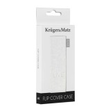 FLIP COVER ALB LIVE KRUGER&amp;MATZ, Cu clapeta, Piele Ecologica, Husa