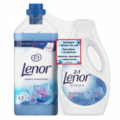 Pachet Detergent lichid Lenor Spring Awakening, 20 spalari + Balsam de rufe Lenor Spring Awakening, 1.9 l foto