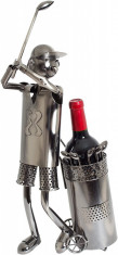 Suport metal pentru sticla vin model jucator golf H 53 cm foto