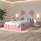 Pat Tapitat Amira Roz Alb cu Catifea Premium Ofertă limitată