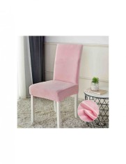 Set 6 huse scaun de catifea roz deschis foto