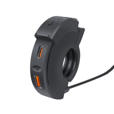 Incarcator de Motocicleta Techstar&amp;reg;, USB-C si USB cu port SAE Rezistent la Apa, Adaptor de Incarcare Rapida 12-24V cu Comutator, potrivit ATV-uri si M foto