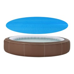 Folie protectie piscina 366 cm, en.casa, polietilena, albastru, reduce evaporarea apei cu pana la 90%, protejeaza impotiva impuritatilor si murdariei foto