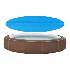 Folie protectie piscina 305 cm, en.casa, polietilena, albastru, reduce evaporarea apei cu pana la 90%, protejeaza impotiva impuritatilor si murdariei
