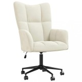 vidaXL Scaun de relaxare, alb crem, catifea