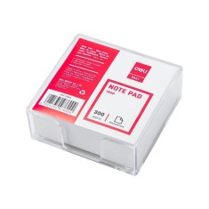 Notite Adezive Albe Deli, 91x87 mm, 300 File, cu Suport din Plastic, Notite Hartie cu Adeziv, Sticky Notite, Cuburi Hartie, Articole pentru Birou, Sti foto