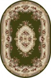 Cumpara ieftin Covor Oval Model Lotos 575-310, Marime 60 x 110 cm, Crem, Verde, Inaltime Fir 8 mm, Antialergic, Polipropilena, Living, Dormitor, Sufragerie, Birou