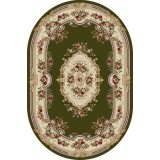 Covor Oval Model Lotos 575-310, Marime 60 x 110 cm, Crem, Verde, Inaltime Fir 8 mm, Antialergic, Polipropilena, Living, Dormitor, Sufragerie, Birou