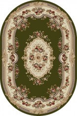 Covor Oval Model Lotos 575-310, Marime 60 x 110 cm, Crem, Verde, Inaltime Fir 8 mm, Antialergic, Polipropilena, Living, Dormitor, Sufragerie, Birou