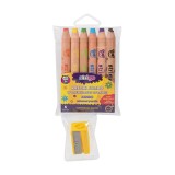 Creioane colorate Strigo Jumbo, 6 culori + ascutitoare