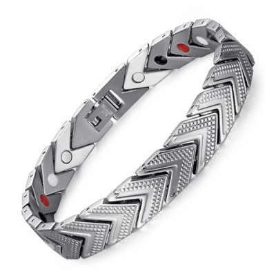 Bratara magnetica din otel inoxidabil, silver, model SY033 foto