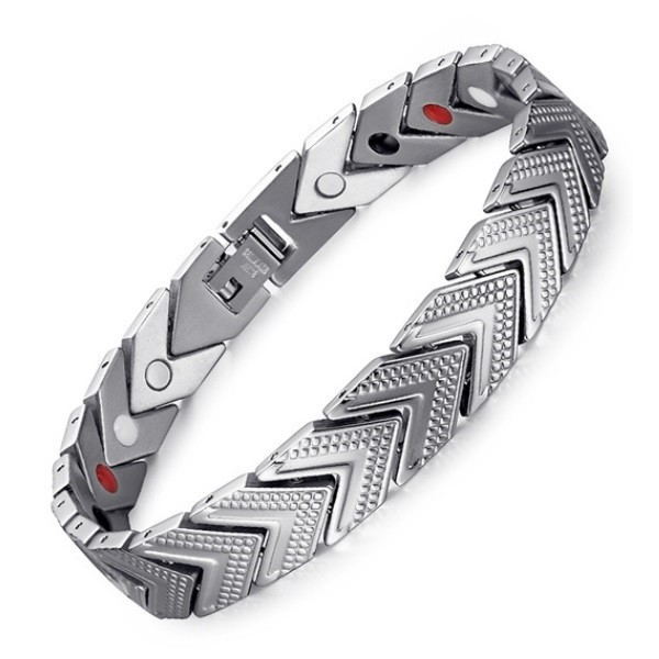 Bratara magnetica din otel inoxidabil, silver, model SY033