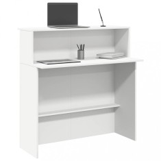 vidaXL Birou de recepție alb 100x50x103,5 cm din lemn prelucrat foto