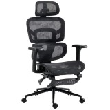 HOMCOM Scaun de Birou Ergonomic Rabatabil cu Suport pentru Picioare și Suport Lombar, Negru | Aosom Romania