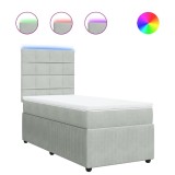 Cumpara ieftin Pat continental cu saltea, gri deschis, 80x200 cm, catifea