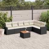 vidaXL Set mobilier de grădină cu perne, 8 piese, negru, poliratan 3256483