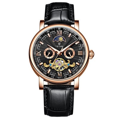 Ceas barbatesc Tevise Mecanic Automatic Elegant Self Wind Fashion Luxury Negru Auriu foto