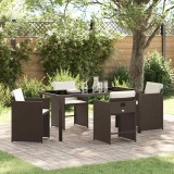 VidaXL Set de masă pentru grădină cu pernă 5 pcs Maro Rattan poli