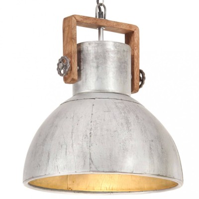 vidaXL Lampă suspendată industrială 25 W, argintiu, 40 cm, E27, rotund 320529 foto