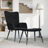 vidaXL Scaun de relaxare cu taburet, negru, catifea
