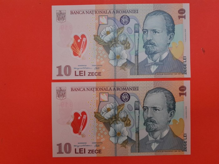 2 x Bancnota 10 lei 2008(2009) - UNC+++ - consecutive