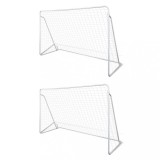 VidaXL Porți de fotbal cu plasă, 2 buc, 240 x 90 x 150 cm, oțel