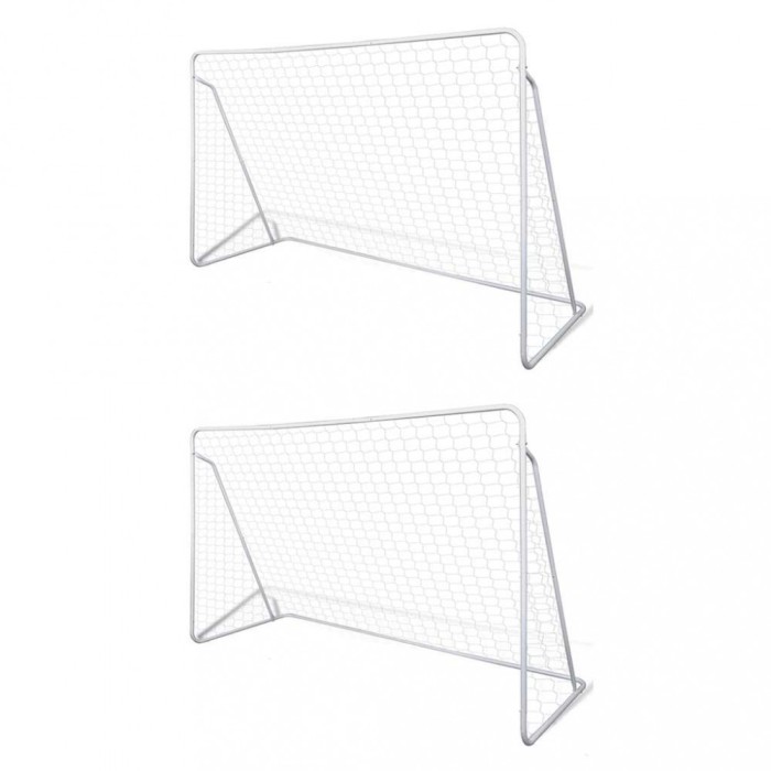 Porți de fotbal cu plasă, 2 buc, 240 x 90 x 150 cm, oțel
