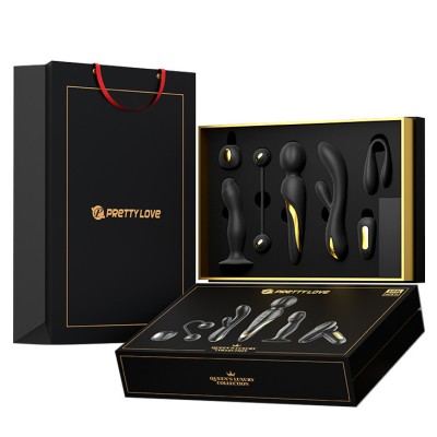 Set Queens Luxury Collection 6 Jucarii, Silicon, USB, Negru/Auriu foto