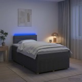 Cumpara ieftin Pat boxspring cu saltea Gri inchis 120 x 190 cm Tesatura