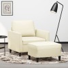 VidaXL Fotoliu canapea cu taburet, crem, 60 cm, piele ecologică