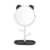 Cumpara ieftin Oglinda cosmetica, cu urechi, baza pentru bijuterii, diametru 15 cm, design rotativ 360 , plastic, 30 x 16.5 cm, alb negru