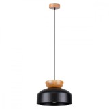 Lampa Suspendată Marion Lemn Negru/Natural Lemn/Otel 1 Bec Dom Scandinav De Interior