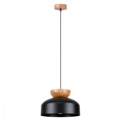 Lampa Suspendată Marion Lemn Negru/Natural Lemn/Otel 1 Bec Dom Scandinav De Interior foto