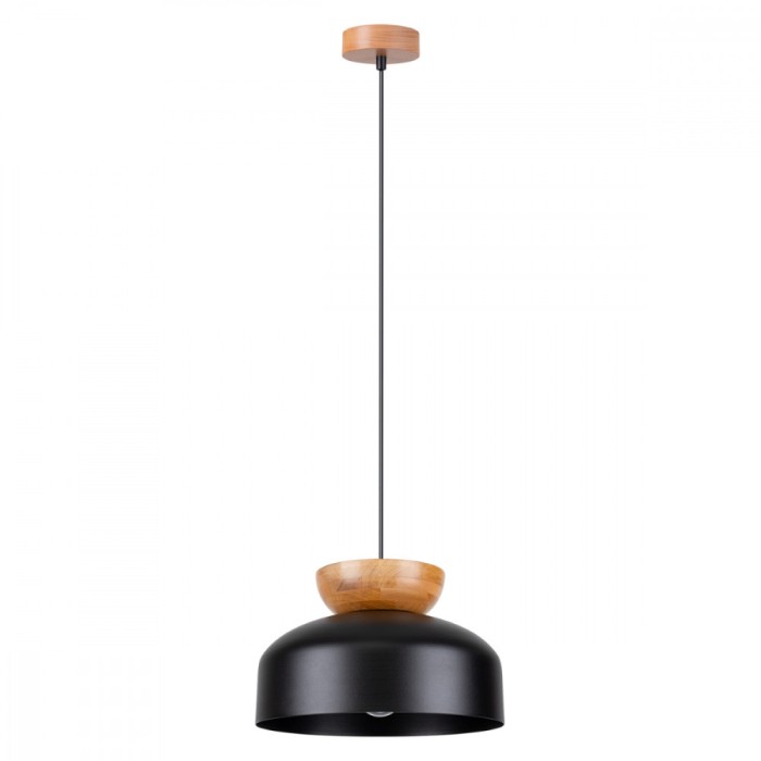 Lampa Suspendată Marion Lemn Negru/Natural Lemn/Otel 1 Bec Dom Scandinav De Interior